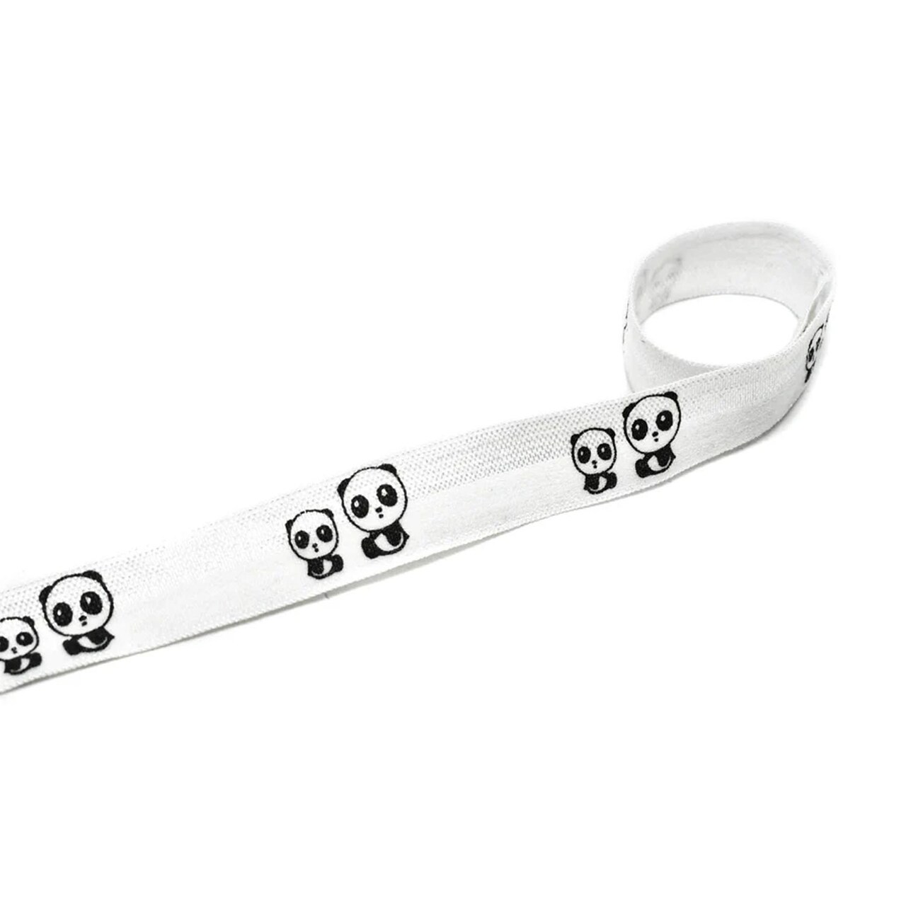 1 Yard Cute Panda Print Fold Over Elastic Stretch DIY Craft Ribbon 0.63 inch Width